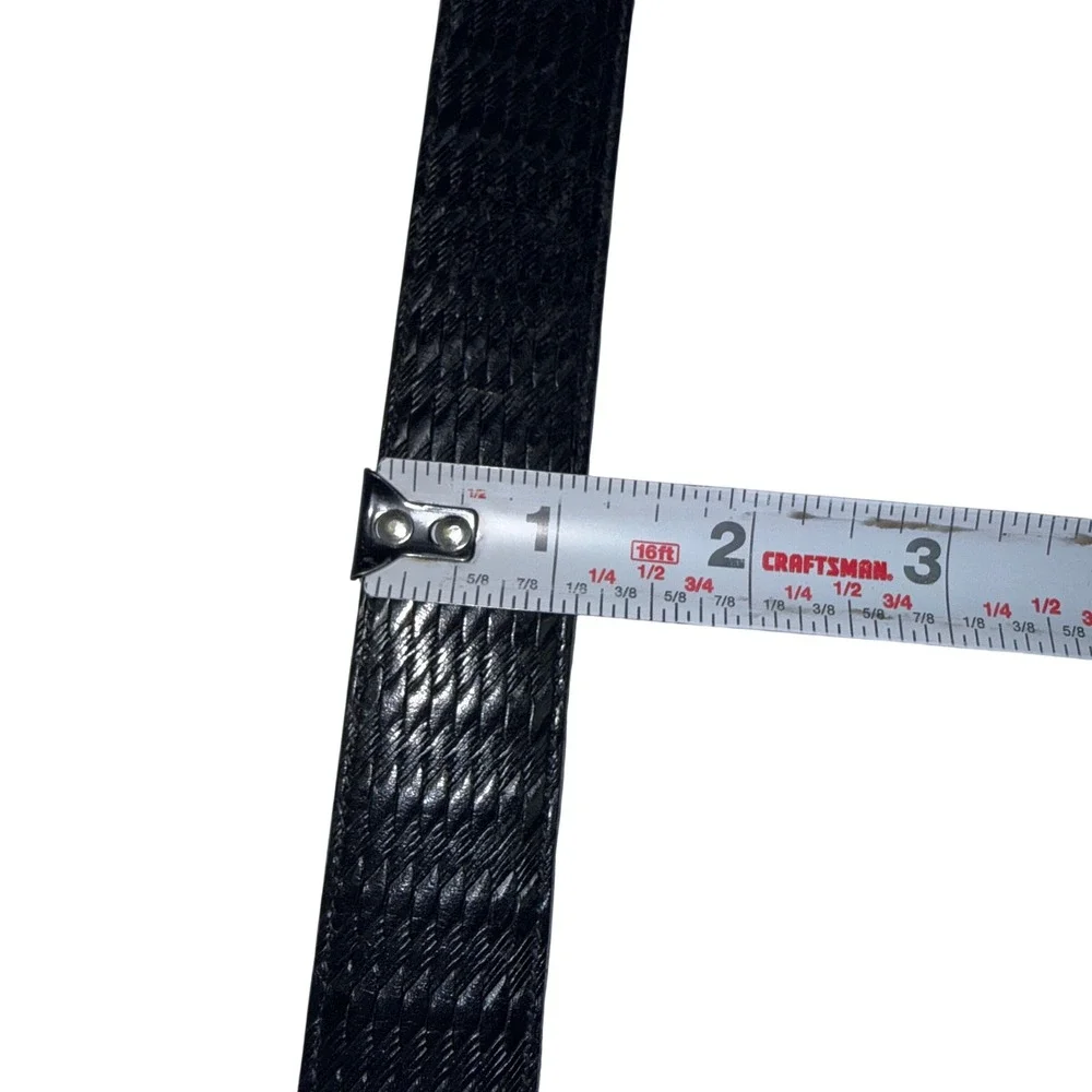 Trafalgar Black Lizard Embossed Leather Belt Gold‎ Buckle Women Size 36